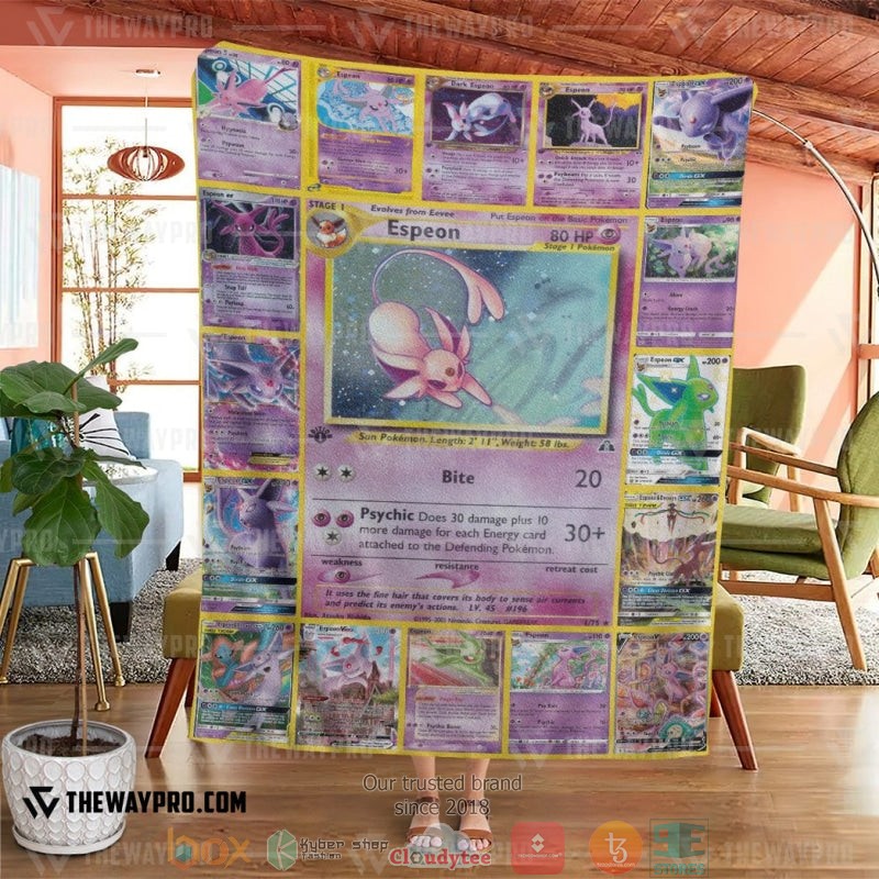 Pokemon Espeon Cards Soft Blanket 2 Pokemon Espeon Cards Soft Blanket 1