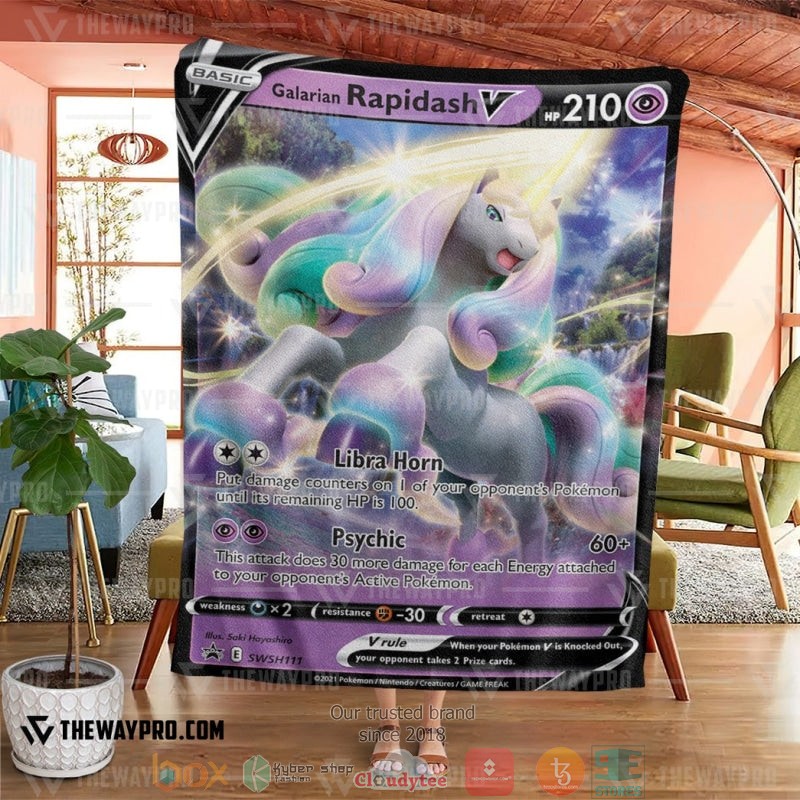 Pokemon Galarian Rapidash Soft Blanket 1