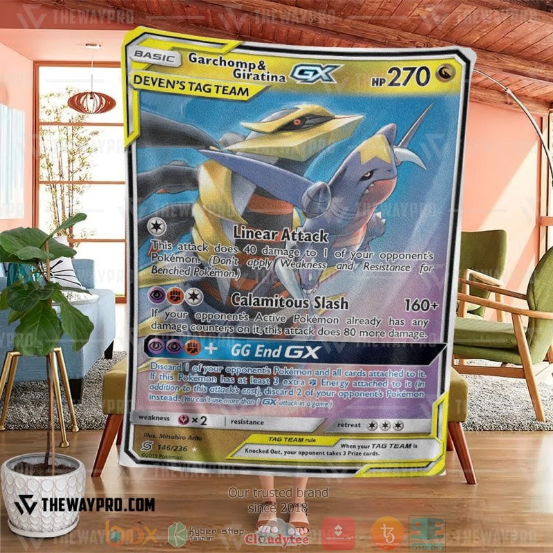 Pokemon Garchomp and Giratina GX Unified Minds Soft Blanket 1