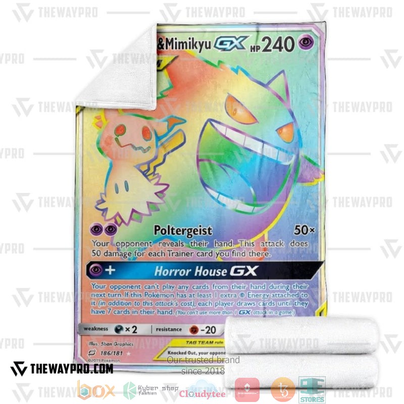 Pokemon Gengar and Mimikyu-GX Soft Blanket 3 Pokemon Gengar and Mimikyu GX Soft Blanket 1 2