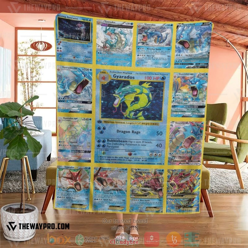 Pokemon Gyarados Cards Version 2 Soft Blanket 1