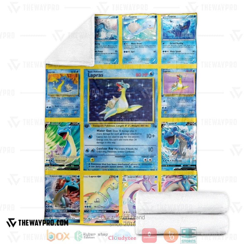 Pokemon Lapras Cards Version 2 Soft Blanket 1 2 3