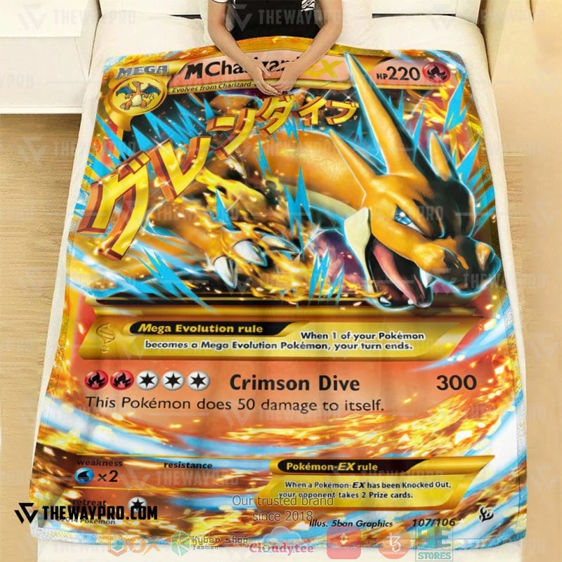 Pokemon M Charizard EX Flashfire Soft Blanket 1