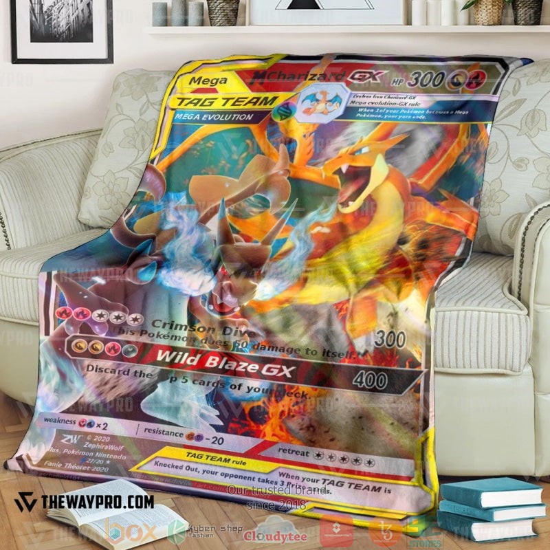 Pokemon Mega Tag team Charizard Soft Blanket