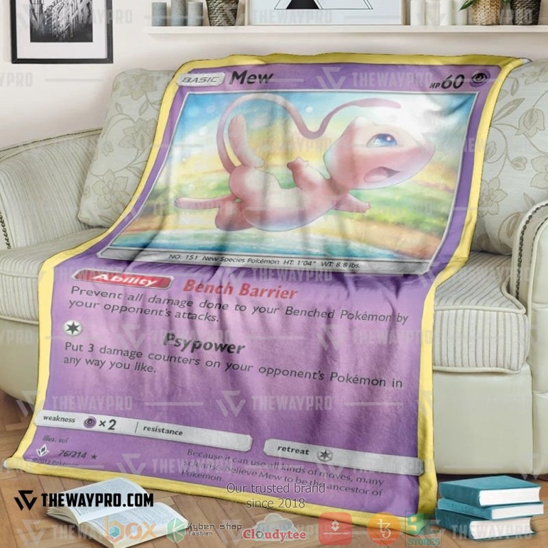 Pokemon Mew Bench Barrier Soft Blanket