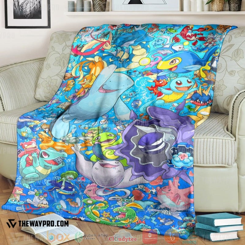 Pokemon Poke Worlds Blue Soft Blanket