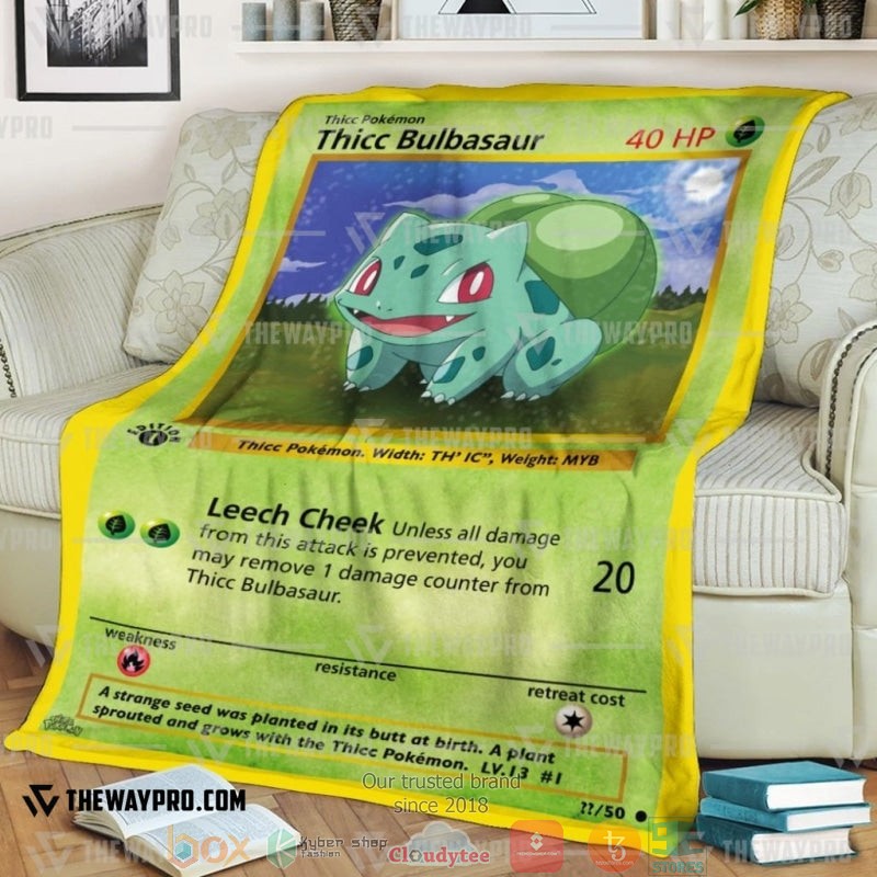 Pokemon Thicc Bulbasaur Soft Blanket