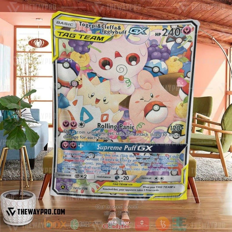 Pokemon Togepi and Cleffa and Igglybuff-GX Cosmic Eclipse Rolling panic Soft Blanket 4 Pokemon Togepi and Cleffa and Igglybuff GX Cosmic Eclipse Rolling panic Soft Blanket 1 2 3