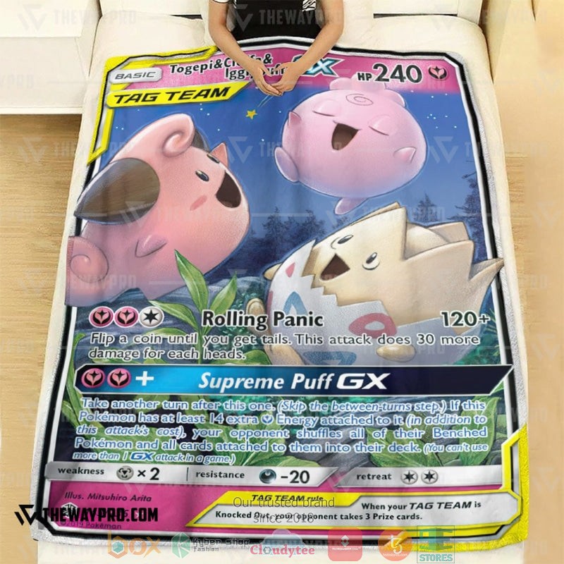 Pokemon Togepi and Cleffa and Igglybuff-GX Cosmic Eclipse Soft Blanket 3 Pokemon Togepi and Cleffa and Igglybuff GX Cosmic Eclipse Soft Blanket 1 2