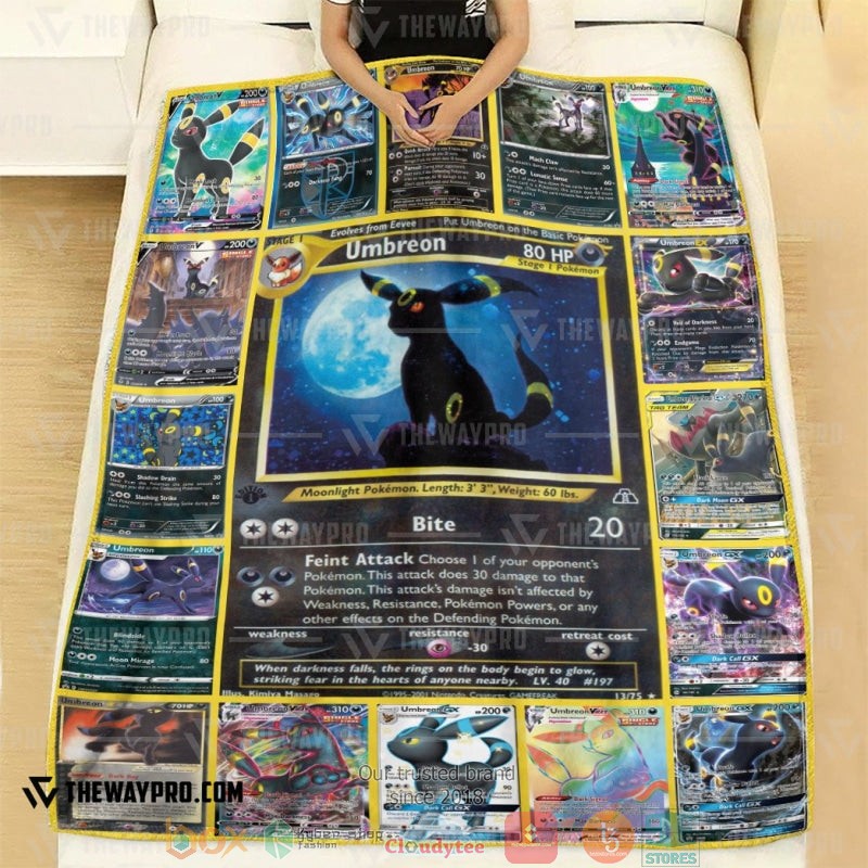 Pokemon Umbreon Cards Soft Blanket 1 2