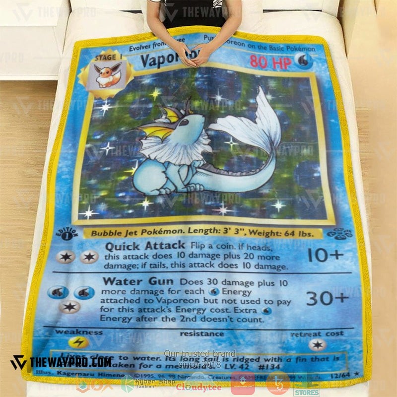 Pokemon Vaporeon Jungle Soft Blanket 3 Pokemon Vaporeon Jungle Soft Blanket 1 2