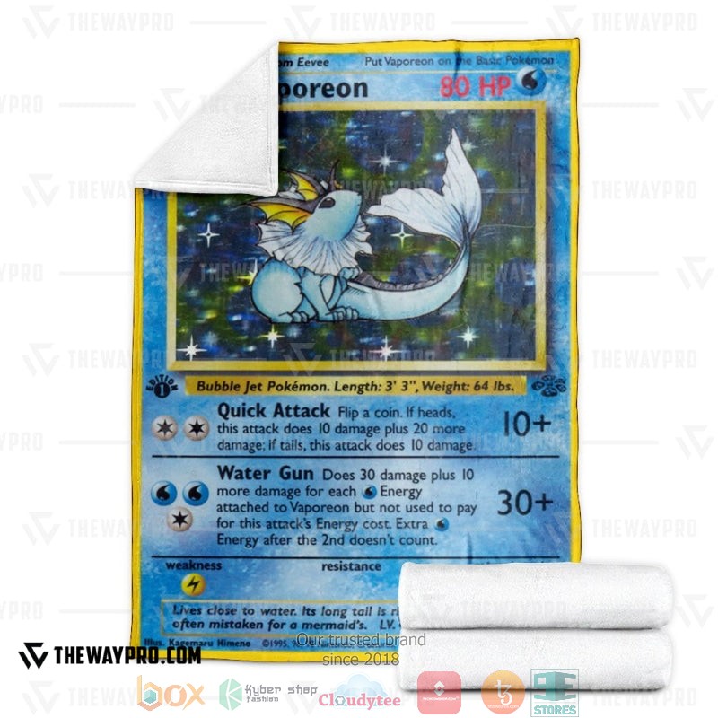Pokemon Vaporeon Jungle Soft Blanket 4 Pokemon Vaporeon Jungle Soft Blanket 1 2 3