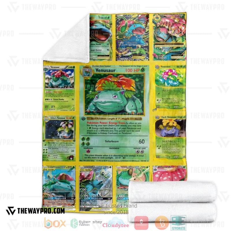 Pokemon Venusaur Cards Version 2 Soft Blanket 1 2 3