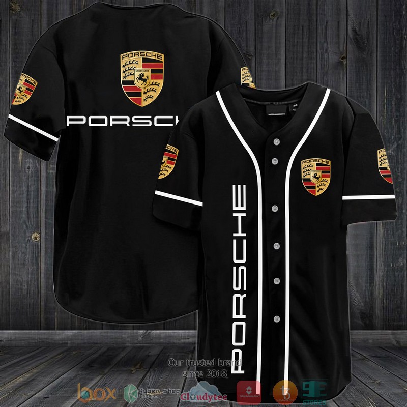 Porsche Black Baseball Jersey 3 Porsche Black Baseball Jersey