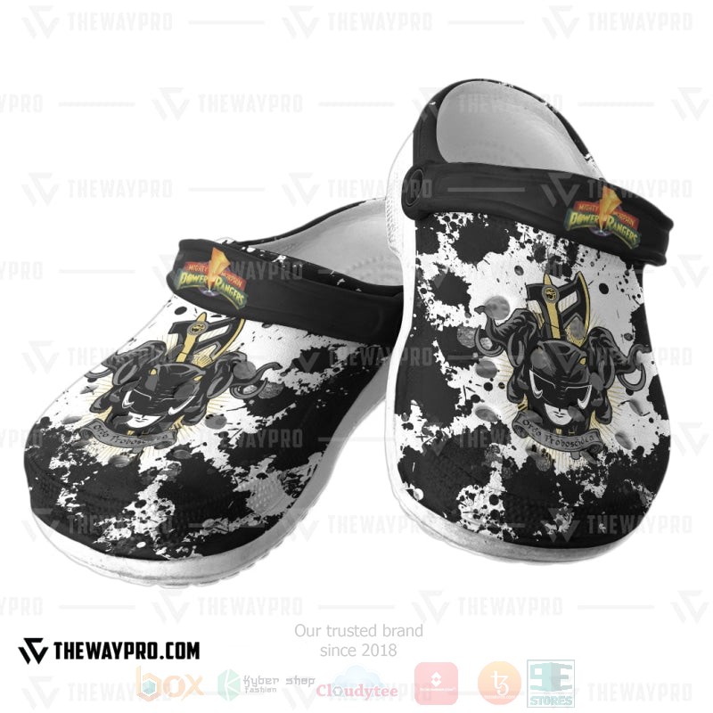 BEST Power Rangers Mighty Morphin Black Ranger Custom Clogs Shoes 3 Power Rangers Mighty Morphin Black Ranger Custom Clogs 1 2