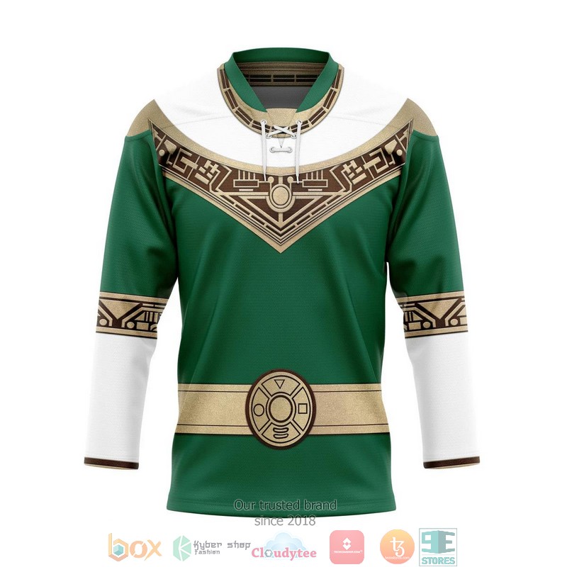 Power Rangers Zeo Green Hockey Jersey Shirt