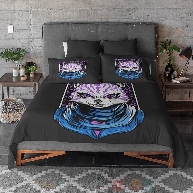 Powered By Cats Brushed Cool Art Bedding Set 1