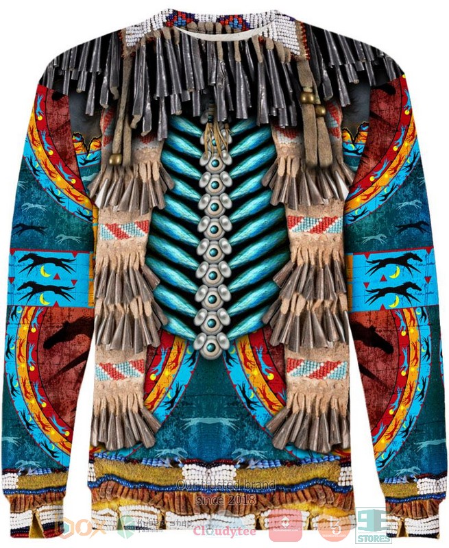 HOT Blue Native Motif All Over Printed 3D Shirt, Hoodie 4 Blue Native Motif 3D Shirt Hoodie 1 2 3