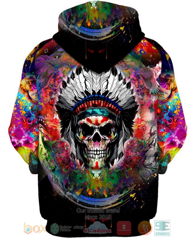 HOT Color Native Skull All Over Printed 3D Shirt, Hoodie 3 Color Native Skull 3D Shirt Hoodie 1 2