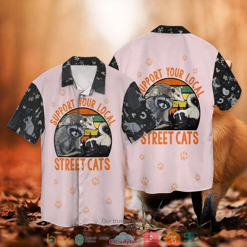 Raccoon Vintage Support Your Local Street Cats Short Sleeve Hawaiian Shirt 2 Raccoon Vintage Support Your Local Street Cats Short Sleeve Hawaiian Shirt