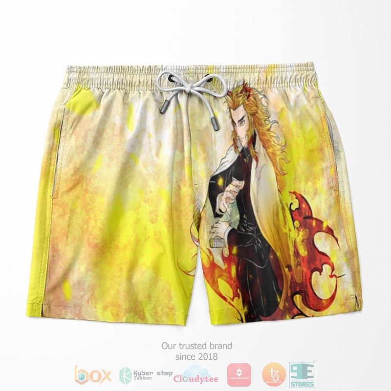 HOT Rengoku Kyoujurou Flame Hashira Fire Demon slayer Beach Shorts 4 Rengoku Kyoujurou Flame Hashira Fire Demon slayer Shorts