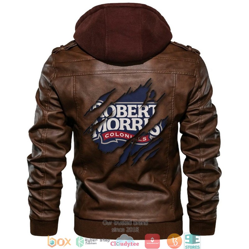 Robert Morris Colonials NCAA Brown Motorcycle Leather Jacket 1 Robert Morris Colonials NCAA Brown Motorcycle Leather Jacket