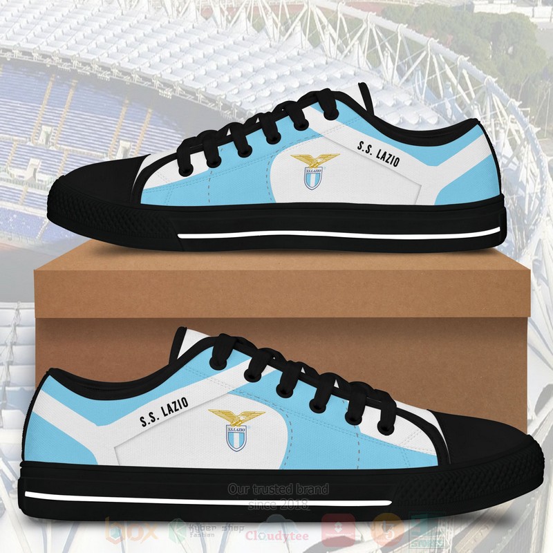 S S Lazio Black White Low Top Canvas Shoes