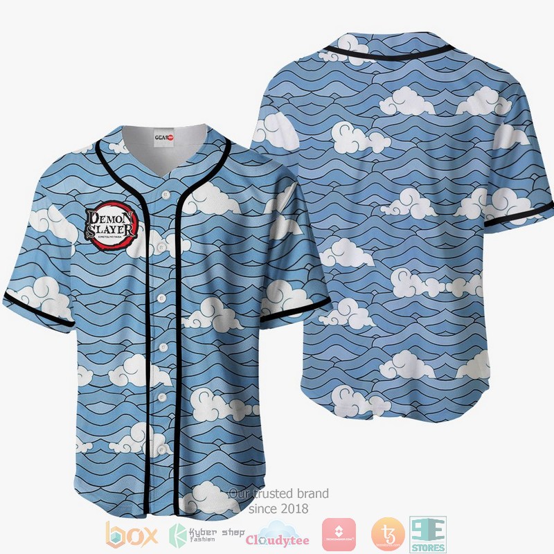 Sakonji Urokodaki Demon Slayer Blue Baseball Jersey Shirt