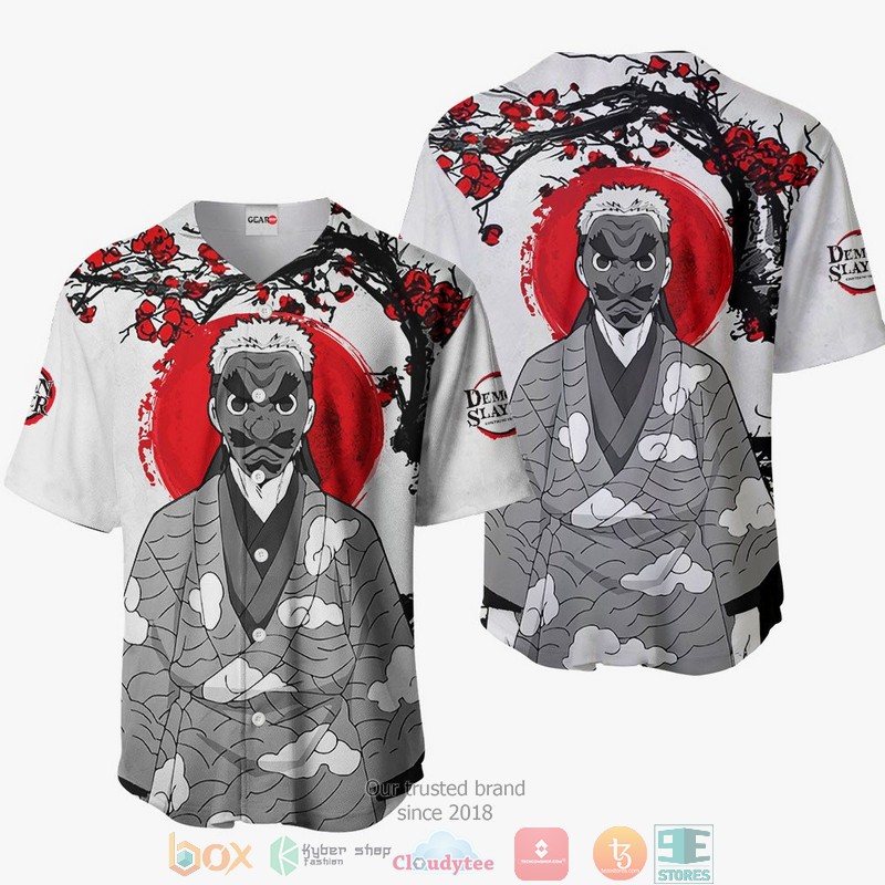 Sakonji Urokodaki Demon Slayer Grey Baseball Jersey Shirt 7 Sakonji Urokodaki Demon Slayer Grey Baseball Jersey Shirt