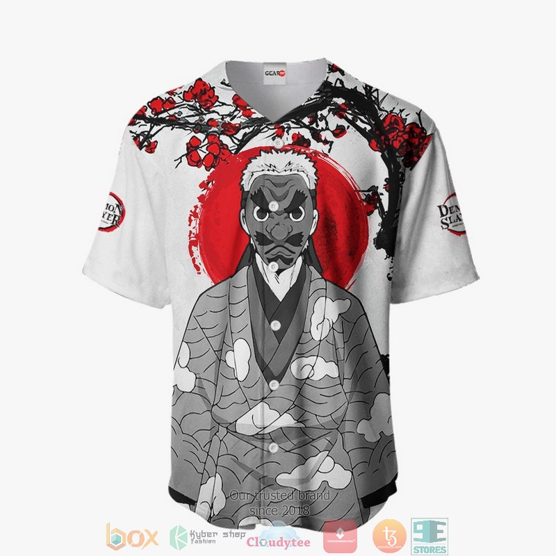 Sakonji Urokodaki Demon Slayer Grey Baseball Jersey Shirt 2 Sakonji Urokodaki Demon Slayer Grey Baseball Jersey Shirt 1