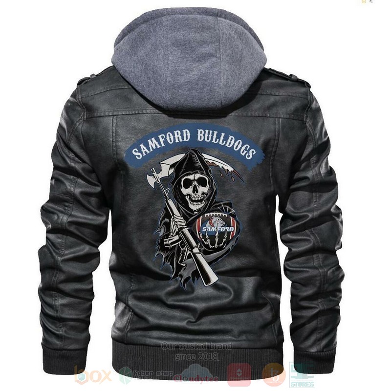 Samford Bulldogs NCAA Football Sons of Anarchy Black Motorcycle Leather Jacket