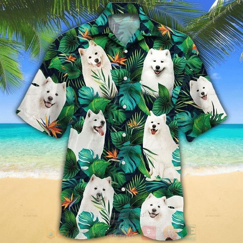 Samoyed Dog Lovers Leaves Short Sleeve Hawaiian Shirt