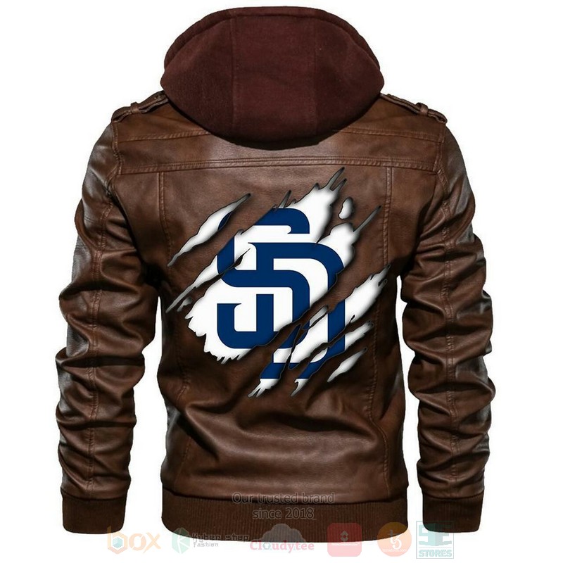 San Diego Padres MLB Baseball Sons of Anarchy Brown Motorcycle Leather Jacket