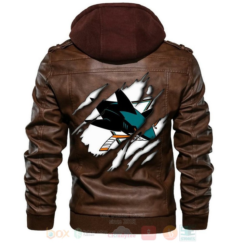 San Jose Sharks NHL Sons of Anarchy Brown Motorcycle Leather Jacket
