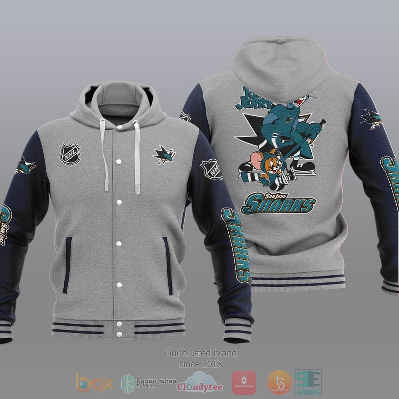 San Jose Sharks NHL Tom And Jerry Baseball Hoodie Jacket 1