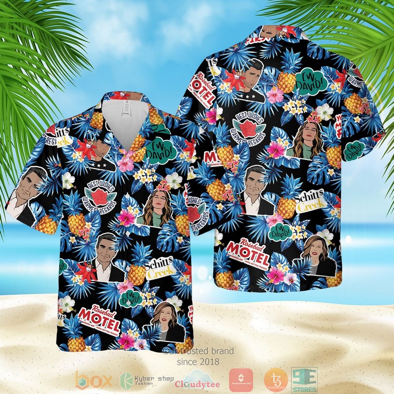 NEW Schitt's Creek pineapple black blue Summer Hawaii Shirt, Shorts 2 Schitts Creek pineapple black blue Hawaiian Shirt Shorts 1