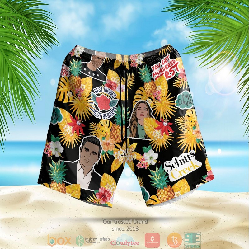 NEW Schitt's Creek pineapple black yellow Summer Hawaii Shirt, Shorts 3 Schitts Creek pineapple black yellow Hawaiian Shirt Shorts 1 2