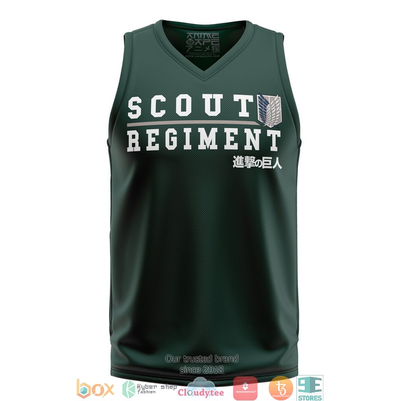Scouting Regiment Attack On Titan green Basketball Jersey