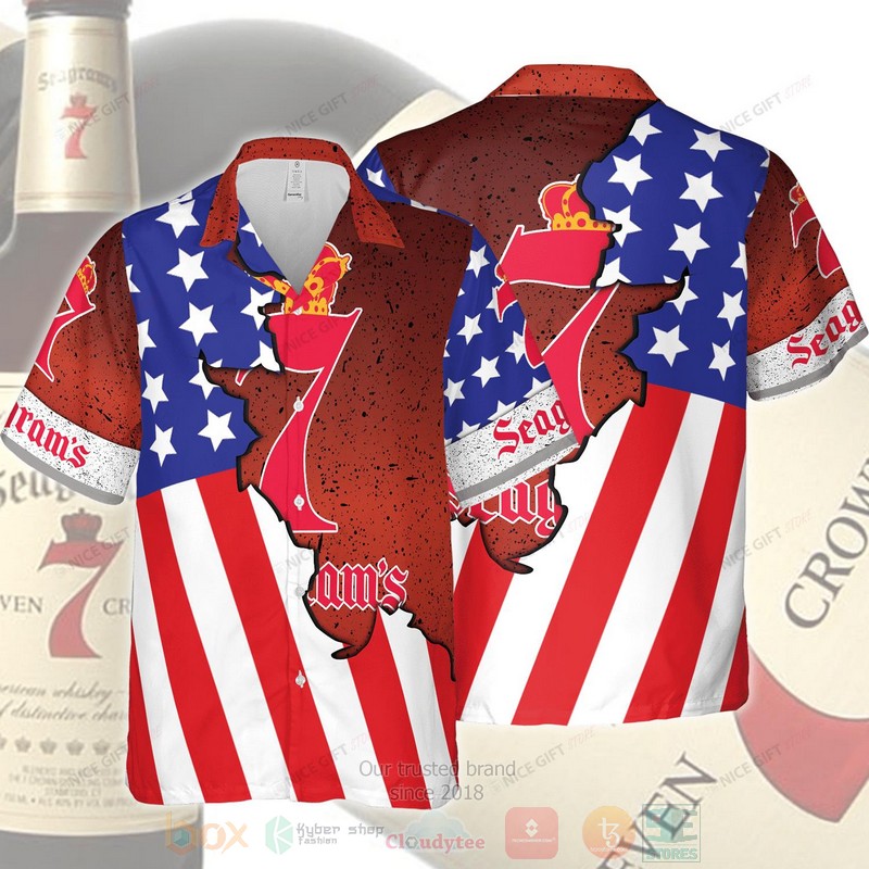 Seagrams American flag Hawaiian shirt
