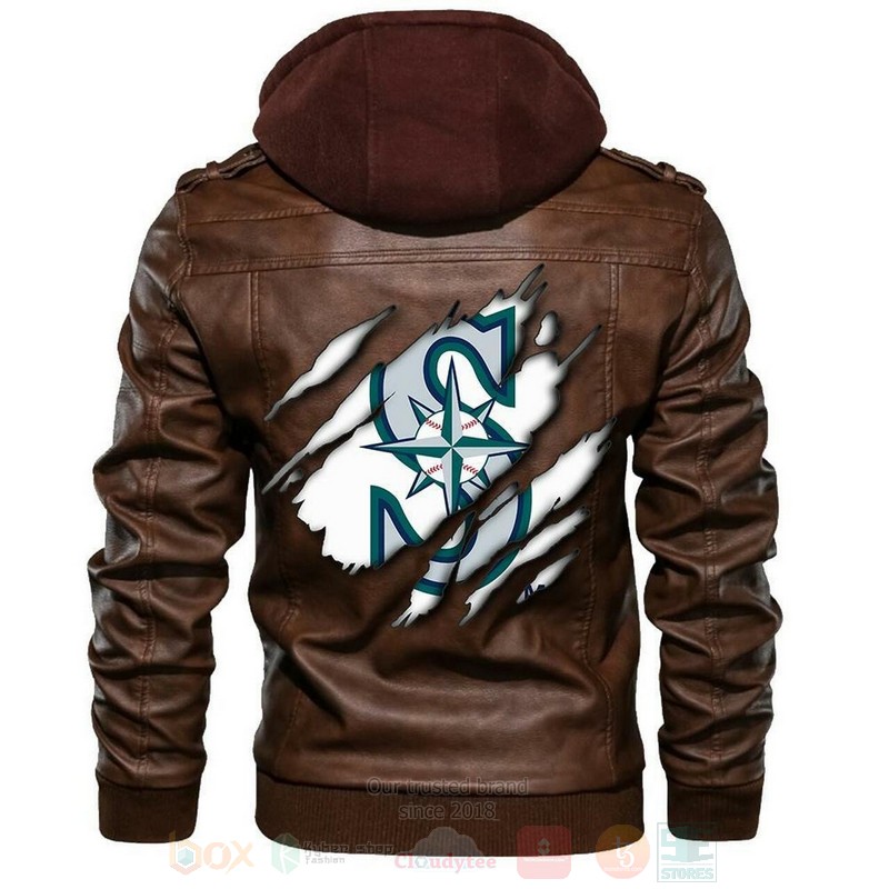 BEST Seattle Mariners MLB Champions Sons of Anarchy Browns Zipper Jacket Leather 3 Seattle Mariners MLB Baseball Sons of Anarchy Browns Leather Jacket