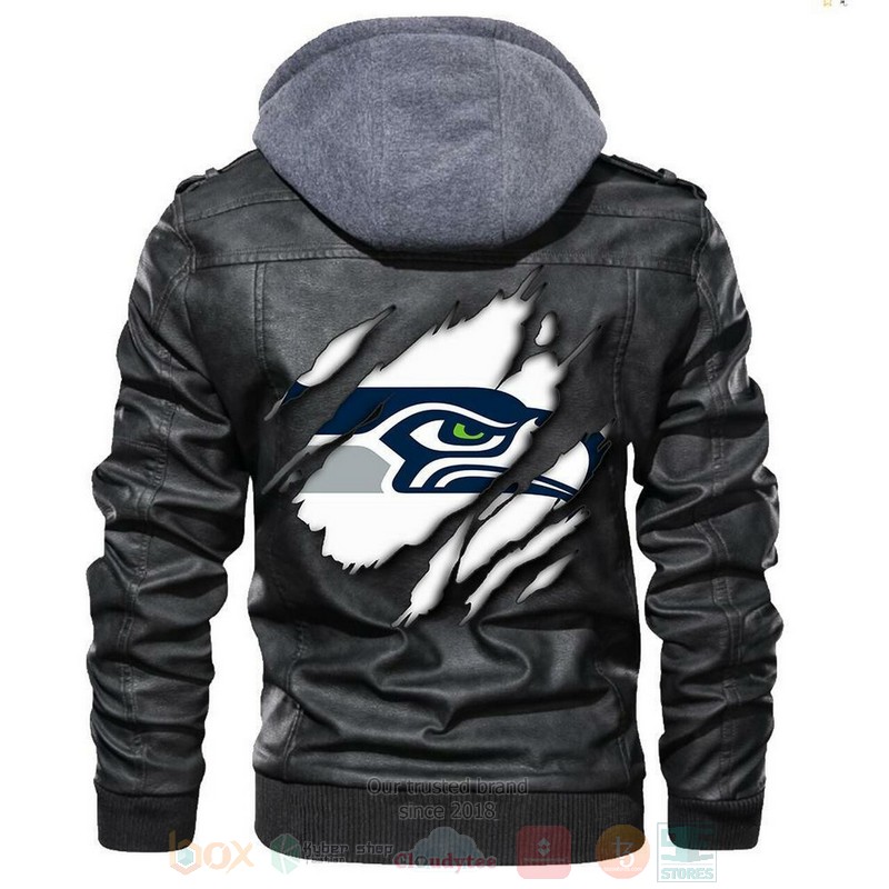 Seattle Seahawks NFL Sons of Anarchy Black Motorcycle Leather Jacket
