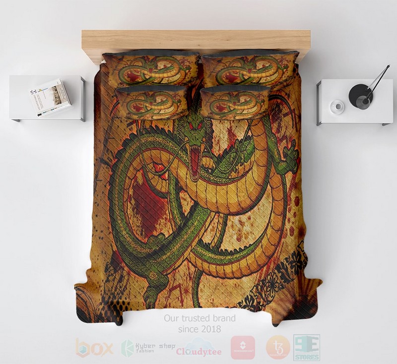 BEST Shenron Modren Pattern Stitched DBZ Duvet Cover Bed Sets 3 Shenron Modren Pattern Stitched DBZ Bedding Set 1 2