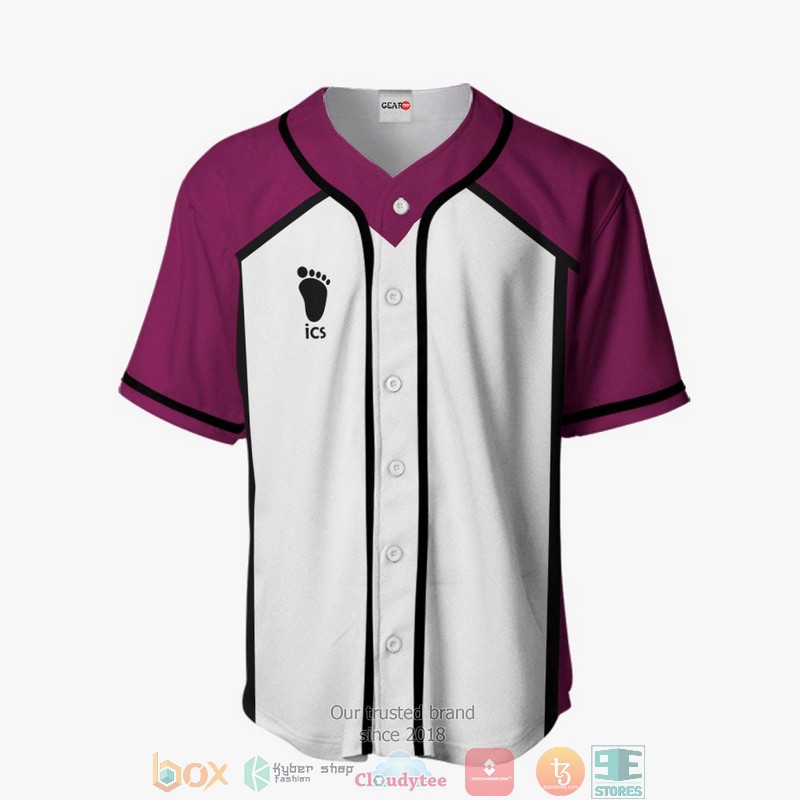 Shiratorizawa Haikyuu White purple Baseball Jersey Shirt 2 Shiratorizawa Haikyuu White purple Baseball Jersey Shirt 1
