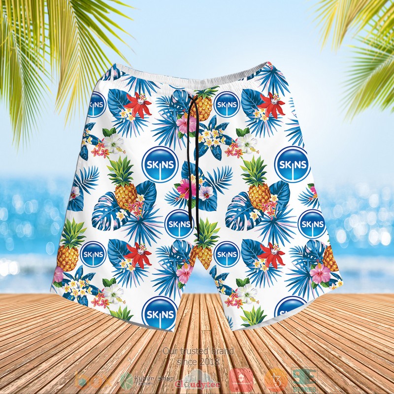 NEW Skins Condoms pineapple Summer Hawaii Shirt, Shorts 2 Skins Condoms pineapple Hawaiian Shirt Shorts 1