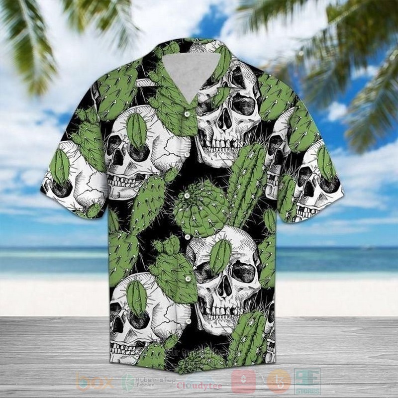 Skull And Cactus Short Sleeve Hawaiian Shirt