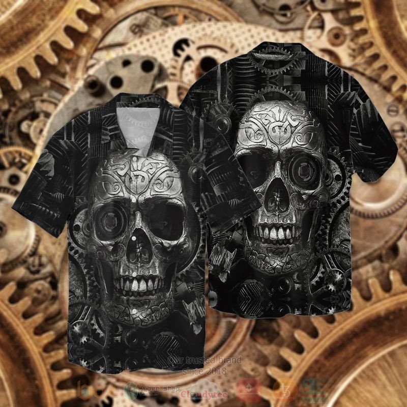 BEST Skull Black Pattern All Over Print Aloha Shirt 1 Skull Black Pattern Short Sleeve Hawaiian Shirt