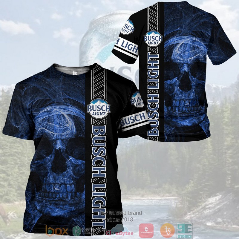 HOT Skull Busch Light Beer All Over Printed 3D Shirt, Hoodie 3 Skull Busch Light Beer 3D Shirt Hoodie 1 2