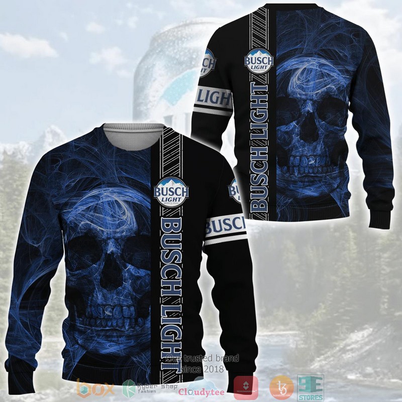 HOT Skull Busch Light Beer All Over Printed 3D Shirt, Hoodie 4 Skull Busch Light Beer 3D Shirt Hoodie 1 2 3
