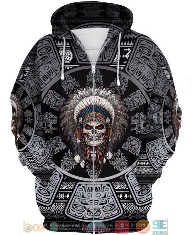 NEW Skull Chief Pattern Native American All Over Printed 3D Shirt, Hoodie 5 Skull Chief Pattern Native American 3D Shirt Hoodie 1 2 3 4
