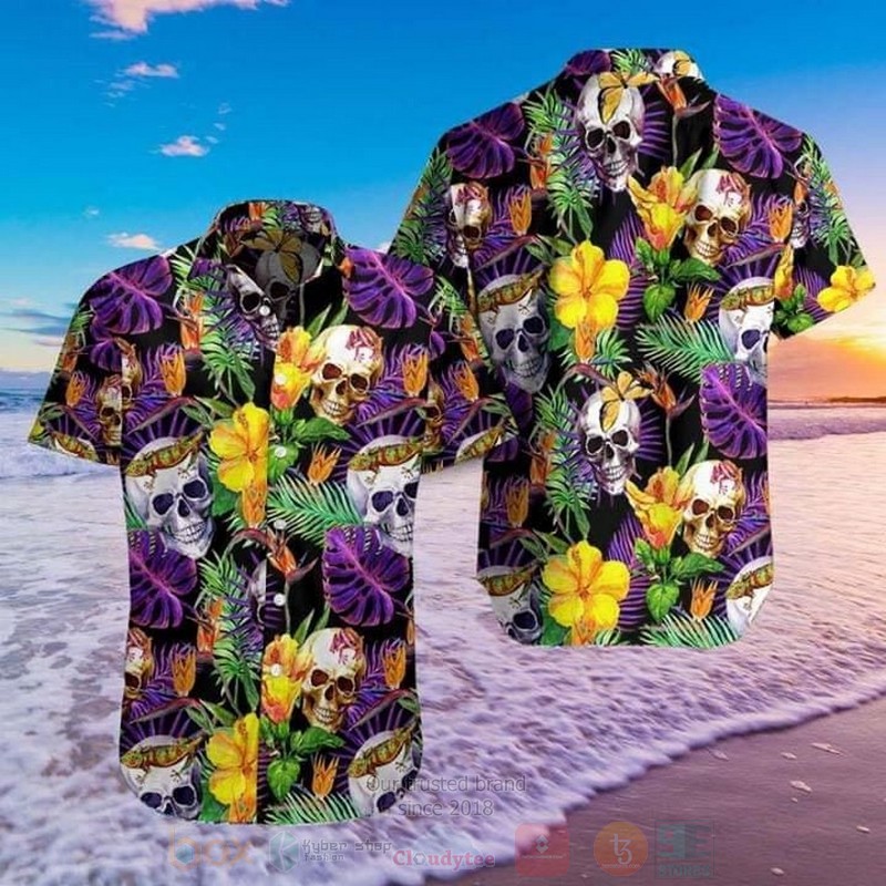 Skull Flower Fresh Short Sleeve Hawaiian Shirt